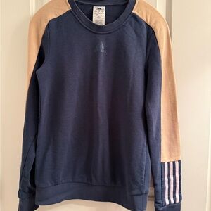 Adidas Women's Blue and Beige Crewneck Sweater